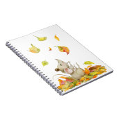 Blätter mit niedlicher Maus und gelb-orangefarbene Notizblock (Rechte Seite)