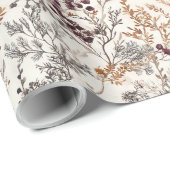 Blätter mit roter Blume und goldfarbener Farbe Geschenkpapier (Rolleneckpunkt)