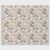 Blätter mit roter Blume und goldfarbener Farbe Geschenkpapier (Flach)