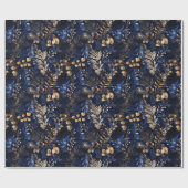 Blätter mit roter Blume und goldfarbener Farbe Geschenkpapier (Flach)