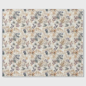 Blätter mit roter Blume und goldfarbener Farbe Geschenkpapier (Flach)