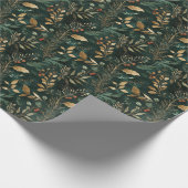 Blätter mit roter Blume und goldfarbener Farbe Geschenkpapier (Ecke)