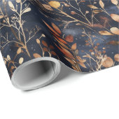 Blätter mit roter Blume und goldfarbener Farbe Geschenkpapier (Rolleneckpunkt)