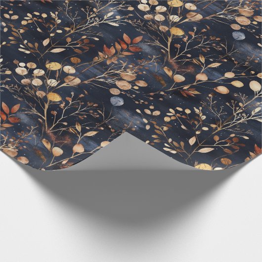 Blätter mit roter Blume und goldfarbener Farbe Geschenkpapier (Ecke)