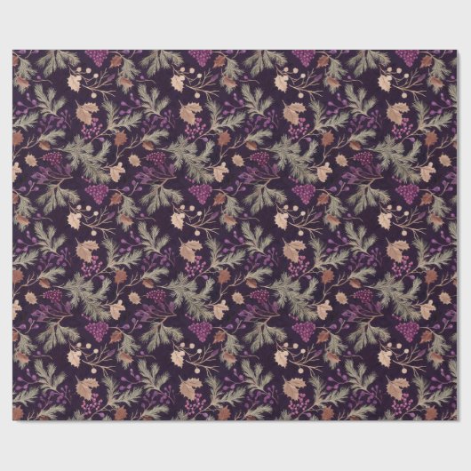 Blätter mit roter Blume und goldfarbener Farbe Geschenkpapier (Flach)