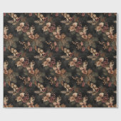 Blätter mit roter Blume und goldfarbener Farbe Geschenkpapier (Flach)