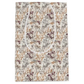 Blätter mit roter Blume und goldfarbener Farbe Mittlere Geschenktüte (Vorderseite)