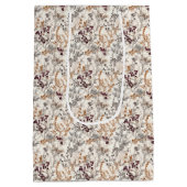 Blätter mit roter Blume und goldfarbener Farbe Mittlere Geschenktüte (Rückseite)