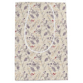 Blätter mit roter Blume und goldfarbener Farbe Mittlere Geschenktüte (Vorderseite)