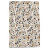 Blätter mit roter Blume und goldfarbener Farbe Mittlere Geschenktüte (Vorderseite)