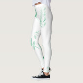 Blätter mit sanften grünen Palmen Leggings (Links)