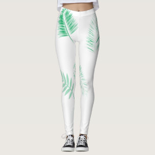 Blätter mit sanften grünen Palmen Leggings
