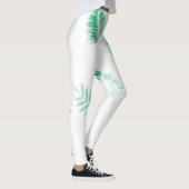 Blätter mit sanften grünen Palmen Leggings (Rechts)