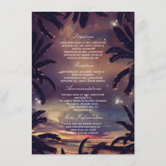 Blätter mit Sonnenuntergang Hochzeiten Begleitkarte (Vorderseite)