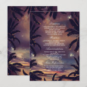 Blätter mit Sonnenuntergang Hochzeiten Begleitkarte (Vorne/Hinten)