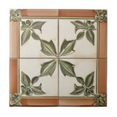 Blätter mit Terracotta & Elfenbeinfarben Toskanisc Fliese (Vorderseite)