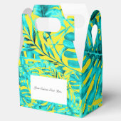 Blätter mit tropischem Palm (Gelb und Türkis) Hoch Geschenkschachtel (Geöffnet)