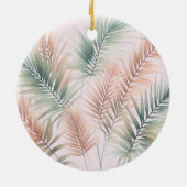 Blätter mit tropischem Rosa und grünem Palm Keramik Ornament (Hinten)