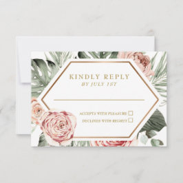 Blätter mit tropischen Pflanzen und Palmen RSVP Karte
