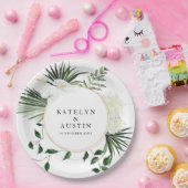 Blätter mit tropischer Palme Pappteller (Party)