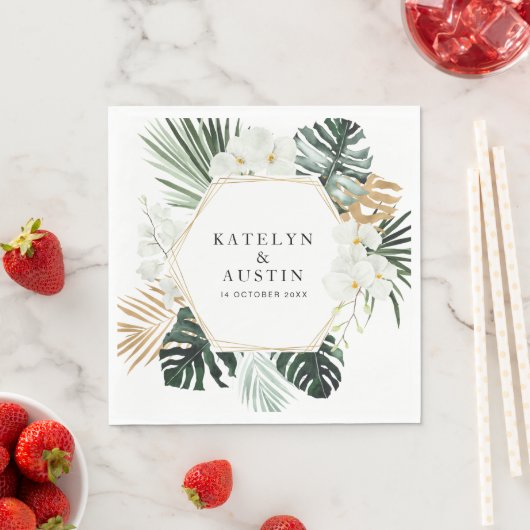 Blätter mit tropischer Palme Serviette (Beispiel)