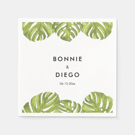 Blätter mit tropischer Vegetation Serviette (Vorderseite)