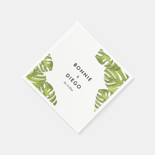 Blätter mit tropischer Vegetation Serviette (Ecke)