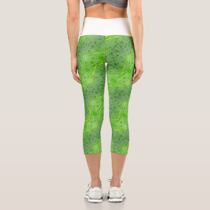 Blätter mit Wasserfallmuster Capri Leggings