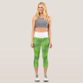 Blätter mit Wasserfallmuster Capri Leggings (Vorderseite)