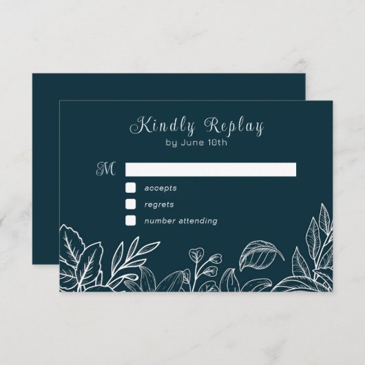 Blätter mit weißer Hand Begleitkarte (Vorne/Hinten)