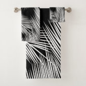 Blätter mit weißer Handfläche auf schwarzem Hinter Badhandtuch Set (Insitu)