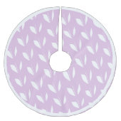 Blätter mit weißer Silhouette lila Polyester Weihnachtsbaumdecke (Vorderseite)