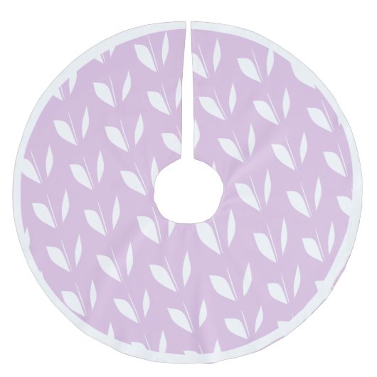 Blätter mit weißer Silhouette lila Polyester Weihnachtsbaumdecke (Vorderseite)