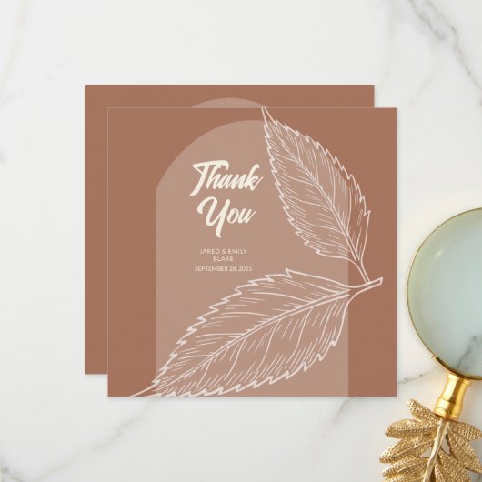 Blätter Mocha Wedding Danke Cards (Vorderseite/Rückseite Beispiel)