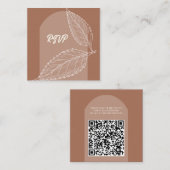 Blätter Mocha Wedding QR Enclosure Card Begleitkarte (Vorne/Hinten)