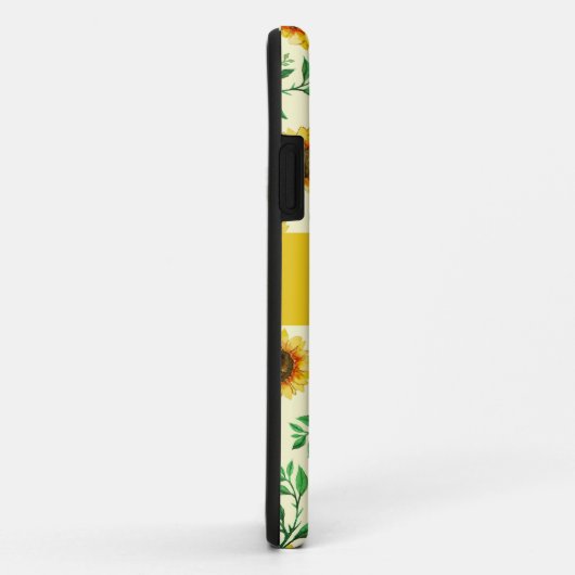 Blätter Monogram, sonnige Pastellgelbe Sonnenblume Case-Mate iPhone Hülle (Hinten/Rechts)
