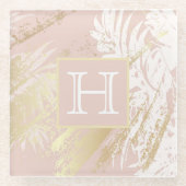 Blätter Monogramm Glasuntersetzer (Vorderseite)