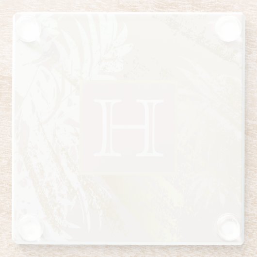 Blätter Monogramm Glasuntersetzer (Rückseite)