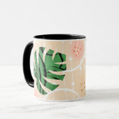 Blätter, Monster, rosa, grün, tropisch, palmengesä Tasse (Vorderseite Links)