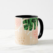 Blätter, Monster, rosa, grün, tropisch, palmengesä Tasse (VorderseiteRechts)
