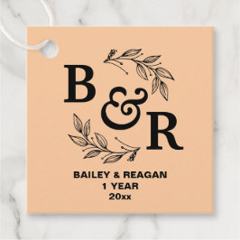 Blätter Motif Monogram zum ersten Hochzeitstag Geschenkanhänger