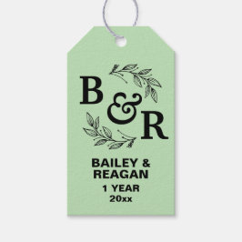 Blätter Motif Monogram zum ersten Hochzeitstag Geschenkanhänger