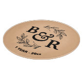Blätter Motif Monogram zum ersten Hochzeitstag Schneidebrett (Ecke)