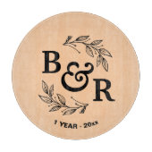 Blätter Motif Monogram zum ersten Hochzeitstag Schneidebrett (Vorderseite)