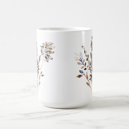 Blätter Motif Weiß Elegante Watercolor Kaffeetasse (Mittel)
