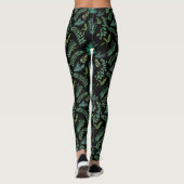 Blätter Muster 10.bw Black BG Leggings (Rückseite)