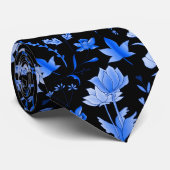 Blätter Muster 12.bw Black BG Krawatte (Gerollt)