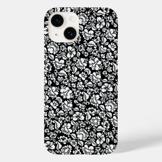 Blätter Muster 14b. schwarze BG Case-Mate iPhone Hülle (Rückseite)