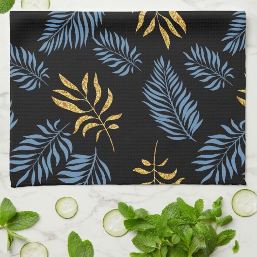 Blätter Muster 17 Geschirrtuch (Gefaltet)