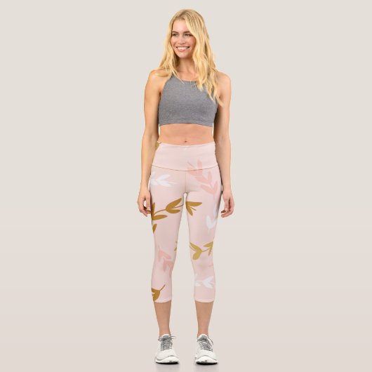 Blätter Muster 4 Capri Leggings (Vorderseite)
